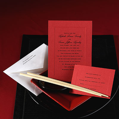 Wedding Invitations Elegant Gowns Red Shimmer