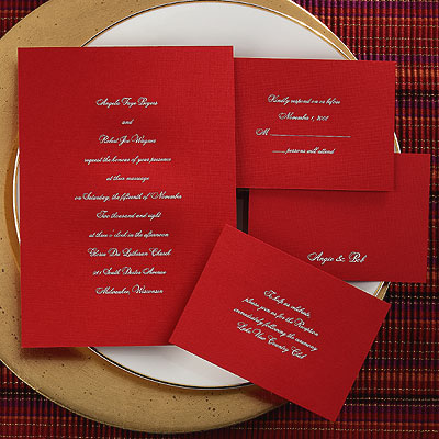 This red invitation is the ultimate in distinctive wedding stationery.