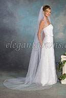 1 Tier Chapel Length Veil With Navy Blue Pencil Edge 1-901-C-NB
