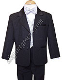 Silver Jacquard Vest & Tie Ring Bearer Suit
