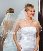 1 Tier Elbow 1/8" Ribbon Edge Wedding Veil 72" Wide 1-251-1R