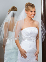 1 Tier Waist Length Cut Edge Wedding Veil 108" Wide 1-301-CT