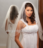 1 Tier Waist Length Rattail Edge Wedding Veil 108" Wide 1-301-RT