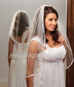 1 Tier Waist Length 3/8" Ribbon Edge Wedding Veil 5-301-3R