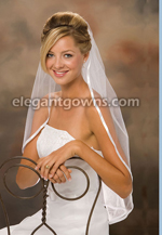 1 Tier Waist Length 3/8" Ribbon Edge Wedding Veil 5-301-3R