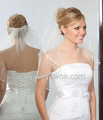 1 Tier Shoulder Length 1/8" Ribbon Edge Wedding Veil 7-201-1R