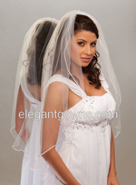 1 Tier Fingertip Length Rattail Edge Wedding Veil 7-361-RT