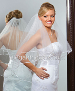 2 Tier Waist Length Ribbon Edge Circular Veil 72" Wide C7-302-1R