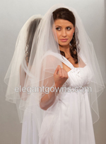 2 Tier Fingertip Length Corded Edge Circular Cut Veil C7-362-C