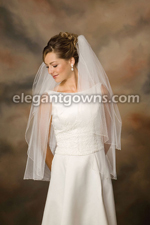 2 Tier Fingertip Length Corded Edge Standard Cut Veil S1-362-C
