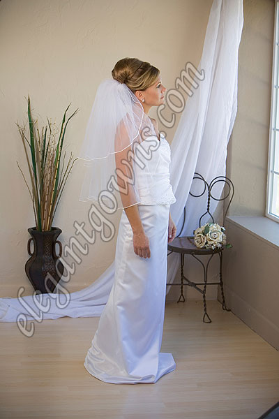 Custom Wedding Veil -- 20" x 25" 2 Tier Elbow Length Veil - Click Image to Close