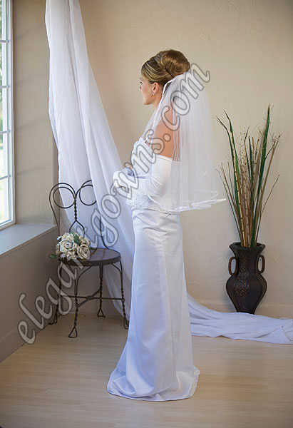 Custom Wedding Veil -- 25" 1 Tier Elbow Length Veil - Click Image to Close