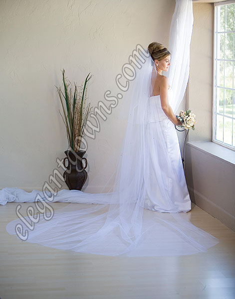 Custom Wedding Veil --30" x 120" 2 Tier Cathedral #1 Length Veil - Click Image to Close