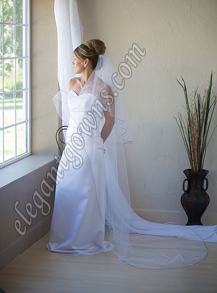 Custom Wedding Veil -- 30" x 90" 2 Tier Chapel Length Veil - Click Image to Close