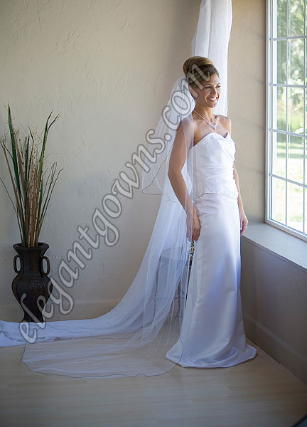Custom Wedding Veil -- 30" x 90" 2 Tier Chapel Length Veil - Click Image to Close
