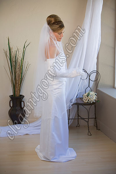 Custom Wedding Veil -- 45" 1 Tier Knee Length Veil - Click Image to Close
