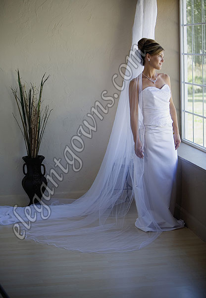 Custom Wedding Veil -- 90" 1 Tier Chapel Length Veil - Click Image to Close