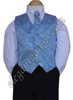 Baby Blue Jacquard Vest & Tie Ring Bearer Suit - Click Image to Close