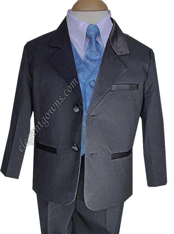Baby Blue Jacquard Vest & Tie Ring Bearer Suit - Click Image to Close
