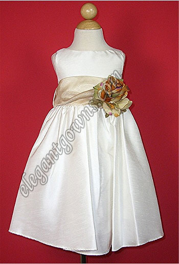 Bella Flower Girl Dress Champagne Sash - Click Image to Close