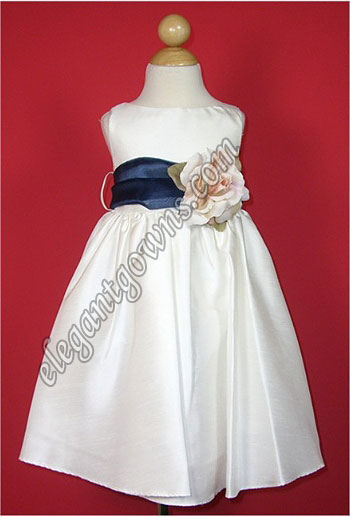 Bella Flower Girl Dress Navy Sash - Click Image to Close