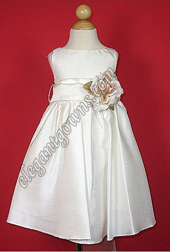 Bella Flower Girl Dress White Sash - Click Image to Close