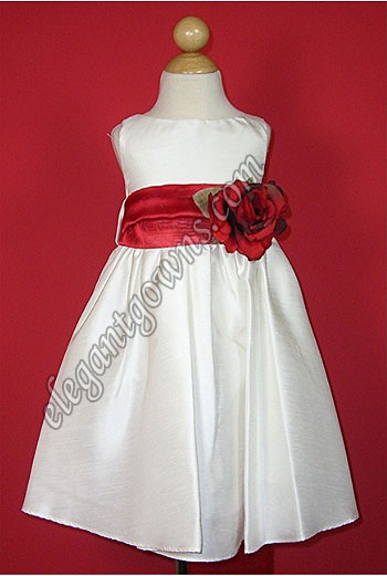 Bella Flower Girl Dress Red Sash - Click Image to Close