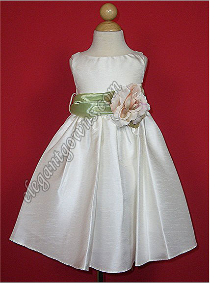 Bella Flower Girl Dress Sage Sash - Click Image to Close