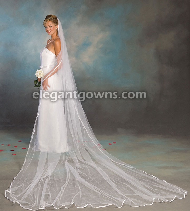 1Tier Cathedral #2 Length 3/8" Ribbon Edge Bridal Veil 1-1441-3R - Click Image to Close
