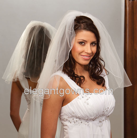 1 Tier Shoulder Length Corded/Pencil Edge Wedding Veil 1-201-C - Click Image to Close