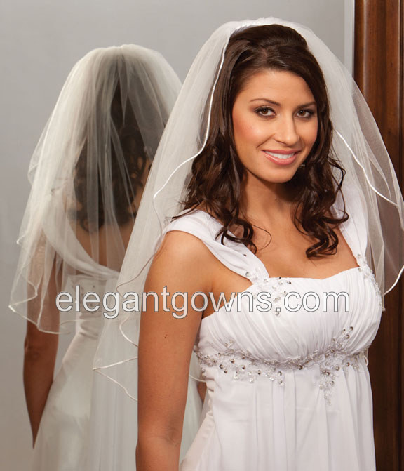 1 Tier Elbow Length Rattail Edge Wedding Veil 72" Wide 1-251-RT - Click Image to Close