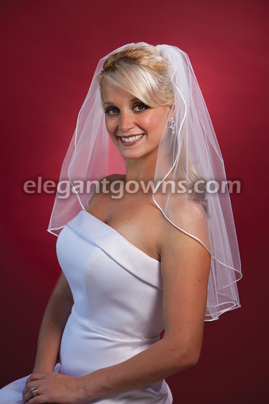 1 Tier Elbow Length Rattail Edge Wedding Veil 72" Wide 1-251-RT - Click Image to Close