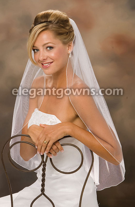 1 Tier Waist Length Corded/Pencil Edge Wedding Veil 5-301-C - Click Image to Close