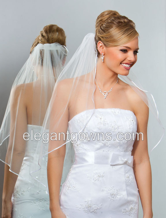 1 Tier Waist 1/8" Ribbon Edge Wedding Veil 72" Wide 7-301-1R - Click Image to Close