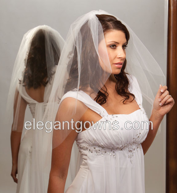 1 Tier Waist Length Cut Edge Wedding Veil 72" Wide 7-301-CT - Click Image to Close