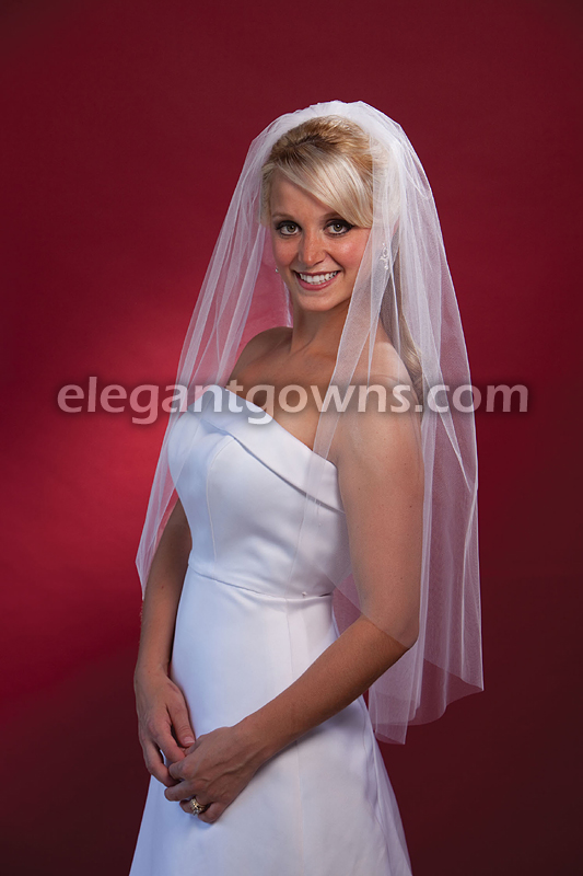 1 Tier Fingertip Length Cut Edge Wedding Veil 72" Wide 7-361-CT - Click Image to Close