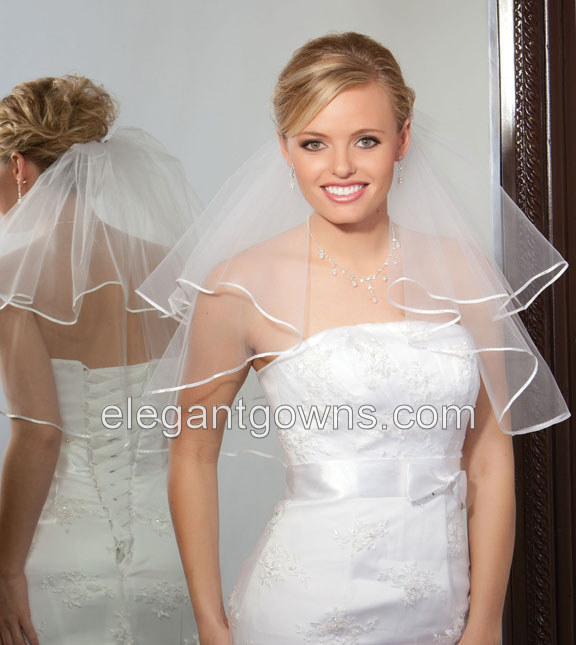 2 Tier Shoulder 1/8 Ribbon Edge Wedding Veil 72" Wide C7-202-1R - Click Image to Close