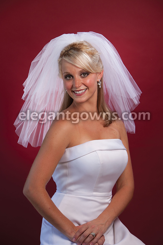 2 Tier Shoulder Length Cut Edge Wedding Veil S1-202-CT - Click Image to Close