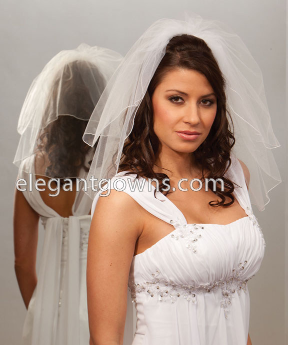 2 Tier Shoulder Length Corded/Pencil Edge Wedding Veil S5-202-C - Click Image to Close