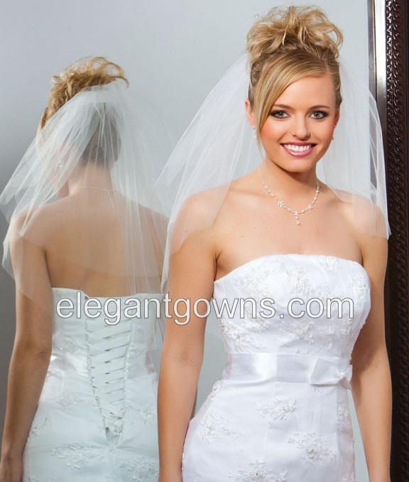 2 Tier Elbow Length Cut Edge Wedding Veil 72" Wide S7-252-CT - Click Image to Close