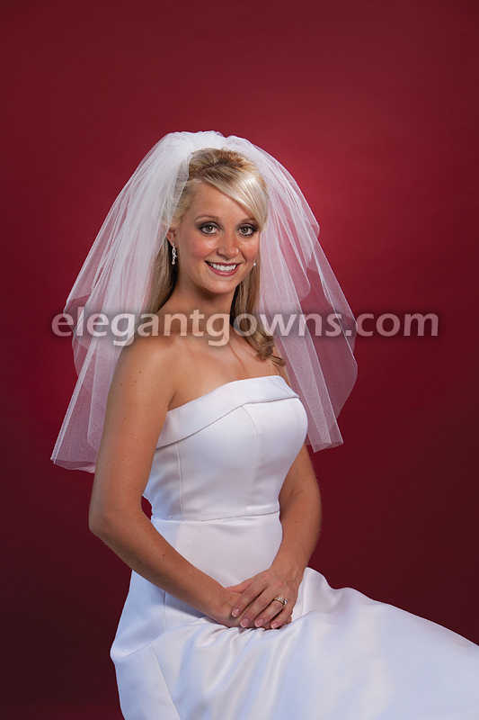 2 Tier Elbow Length Cut Edge Wedding Veil 72" Wide S7-252-CT - Click Image to Close