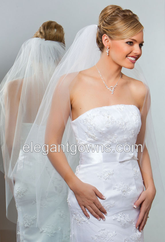 Clearance Sparkle White Fingertip Wedding Veil 2011-16_C - Click Image to Close