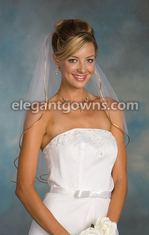 1 Tier Elbow Length Veil Antique Gold Rattail Edge 7-251-RT-AG - Click Image to Close