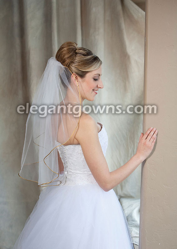 1 Tier Elbow Length Veil Antique Gold Rattail Edge 7-251-RT-AG - Click Image to Close