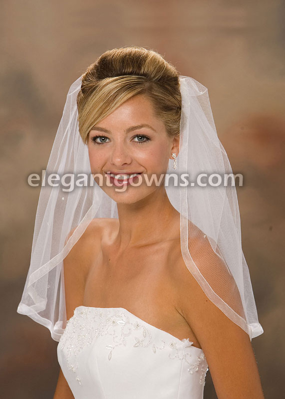 1 Tier Shoulder Length 5/8" Sheer Edge Wedding Veil 1-201-SR-RS - Click Image to Close