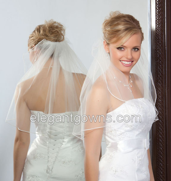 1 Tier Shoulder Length Soutache Edge Wedding Veil 1-201-ST - Click Image to Close