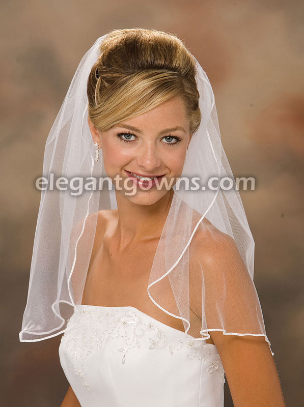 1 Tier Shoulder Length Soutache Edge Wedding Veil 1-201-ST - Click Image to Close