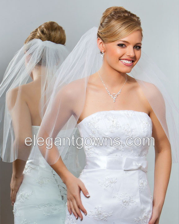 1 Tier Elbow Length Cut Edge Wedding Veil 72" Wide 1-251-CT - Click Image to Close
