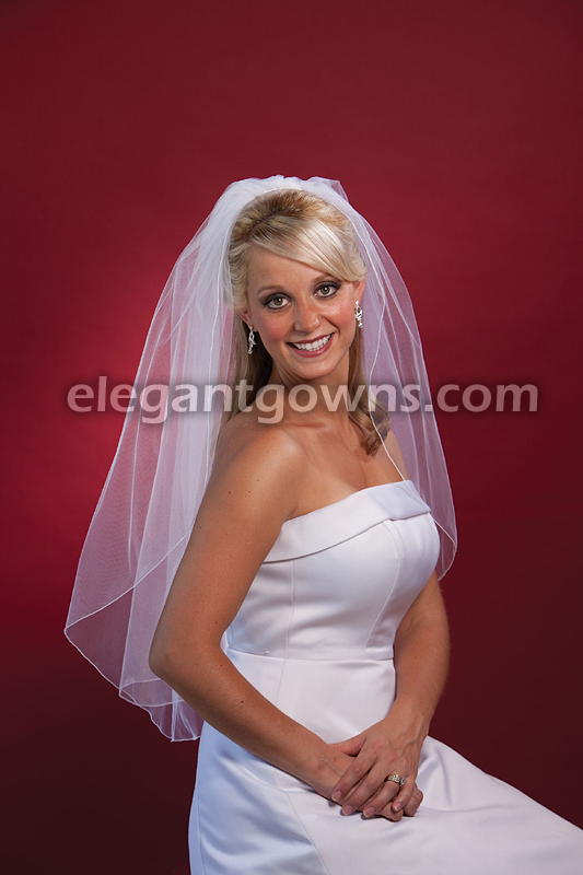 1 Tier Waist Length Corded Edge Wedding Veil 108" Wide 1-301-C - Click Image to Close