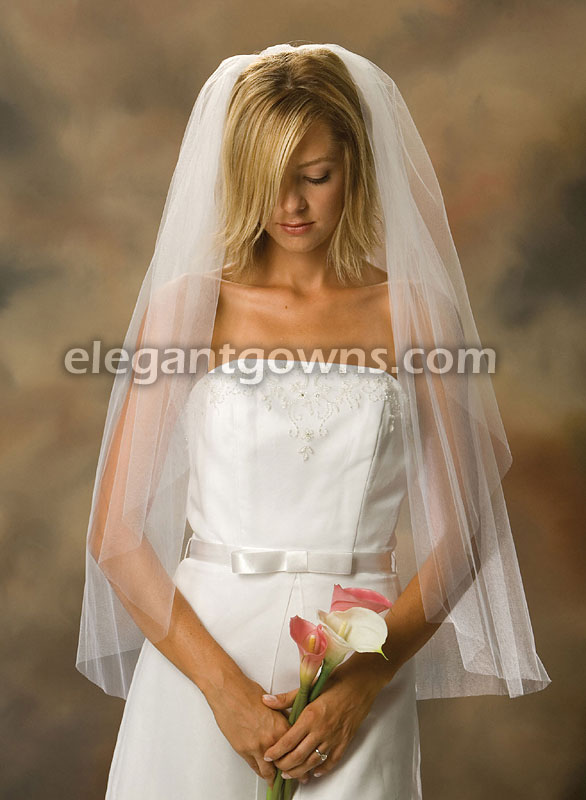 1 Tier Fingertip Length Cut Edge Wedding Veil 1-361-CT - Click Image to Close